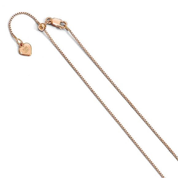 0.85mm Rose Gold Tone Sterling Silver Adjustable Box Chain, 22 Inch - Picture 1 of 5